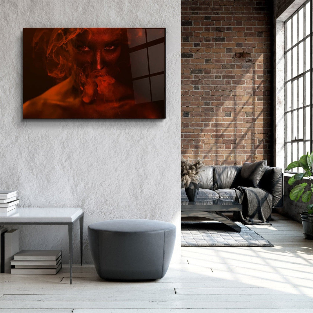 ・"Smoke and Woman V2"・Glass Wall Art | Artdesigna Glass Printing Wall Arts.