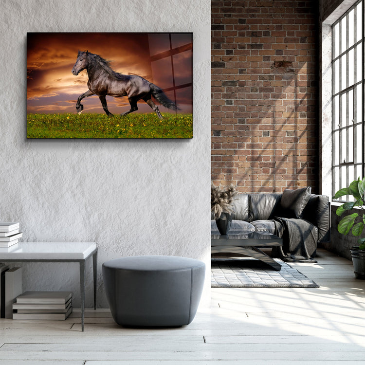 ・"Horse in the Wind"・Glass Wall Art | Artdesigna Glass Printing Wall Arts.