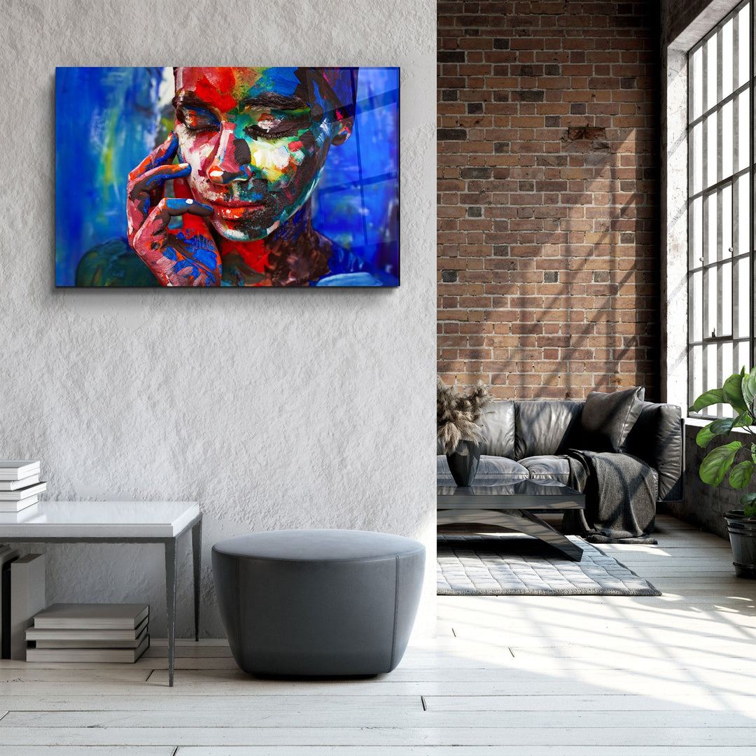 ・"Abstract Colors Woman Portrait"・Glass Wall Art | Artdesigna Glass Printing Wall Arts.