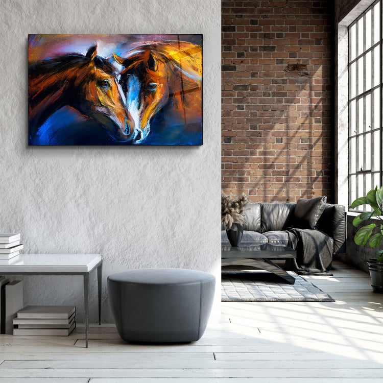 ・"Horse Love"・Glass Wall Art | Artdesigna Glass Printing Wall Arts.