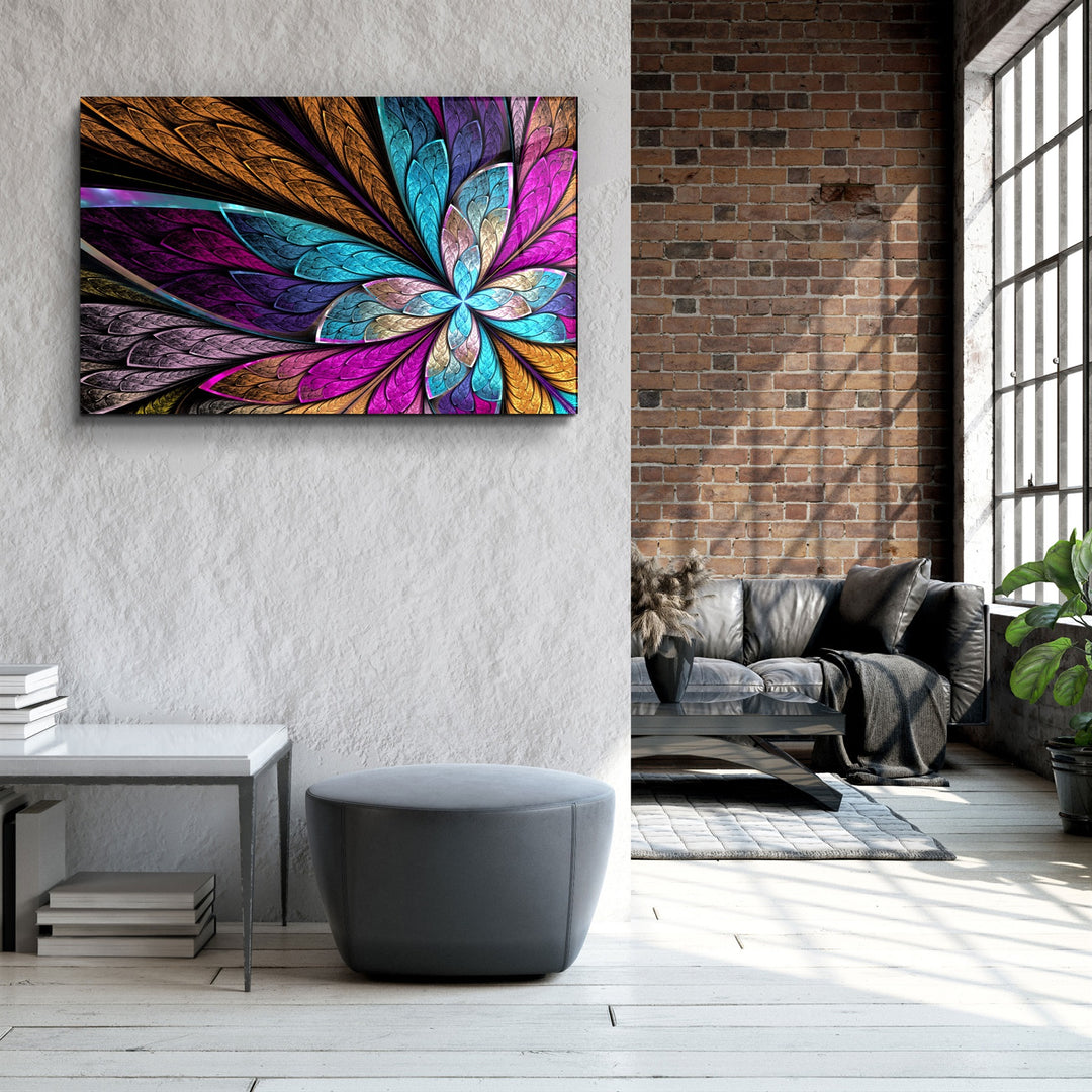 ・"Neon Colored Leaves"・Glass Wall Art | Artdesigna Glass Printing Wall Arts.