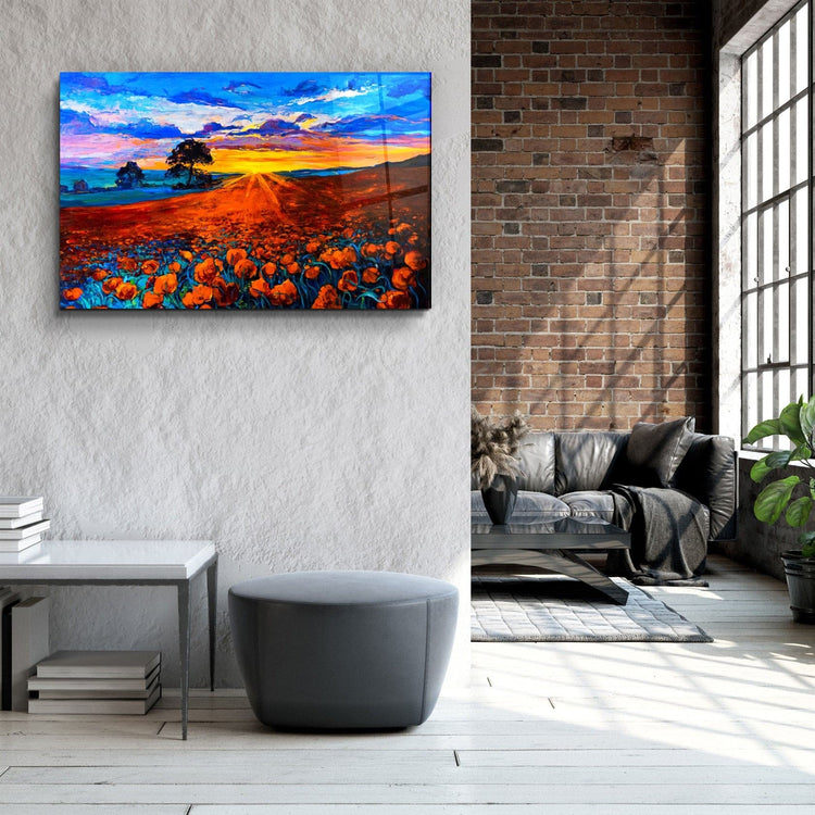 ・"Oil Sunset"・Glass Wall Art | Artdesigna Glass Printing Wall Arts.