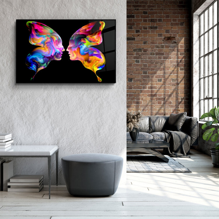 ・"Colored Face Off"・Glass Wall Art | Artdesigna Glass Printing Wall Arts.