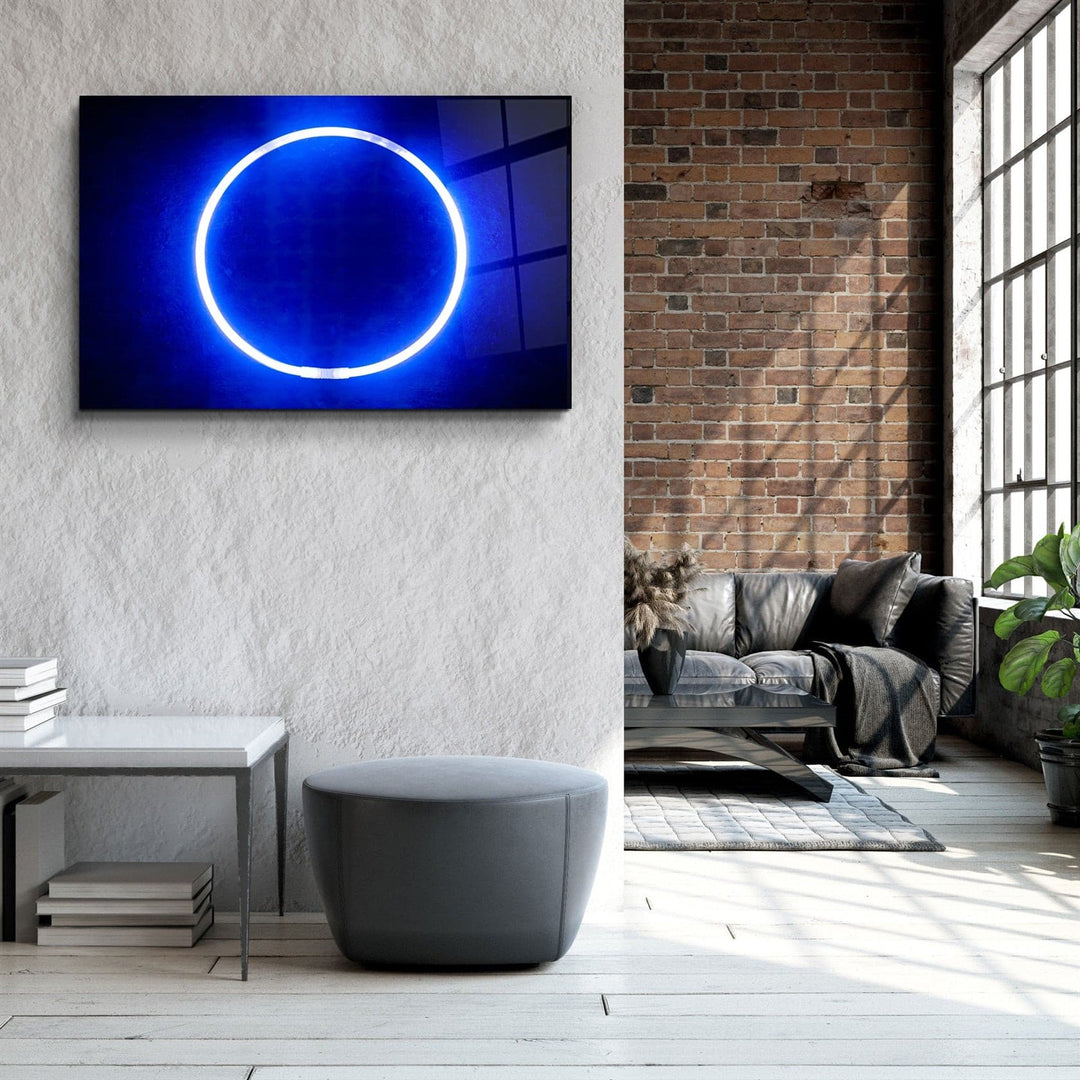 ・"Blue Circle Light"・Glass Wall Art | Artdesigna Glass Printing Wall Arts.