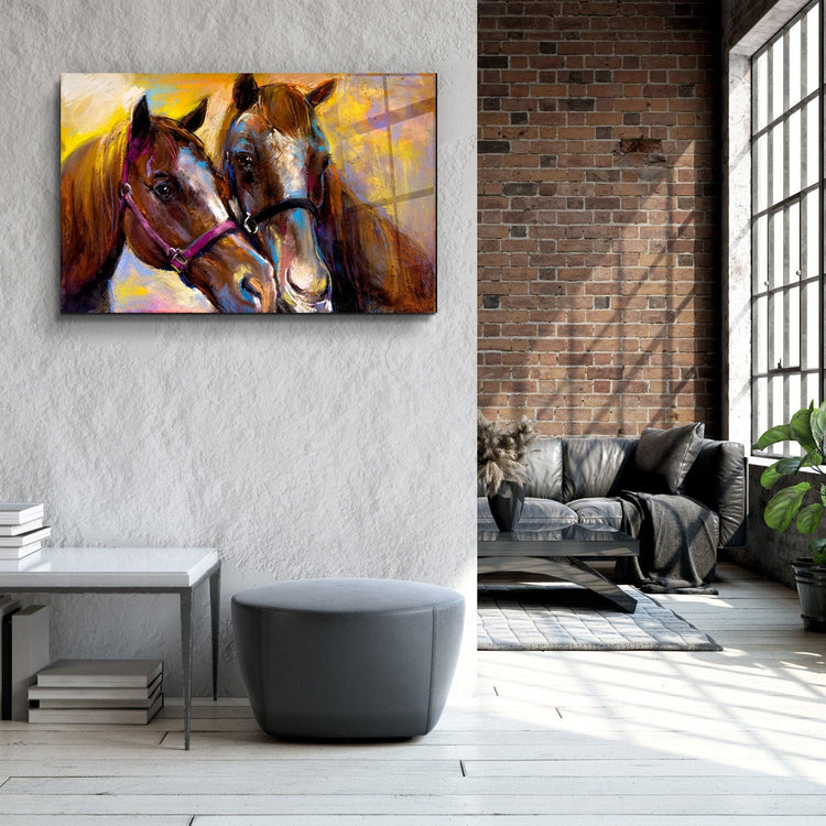 ・"Horse Love V2"・Glass Wall Art | Artdesigna Glass Printing Wall Arts.