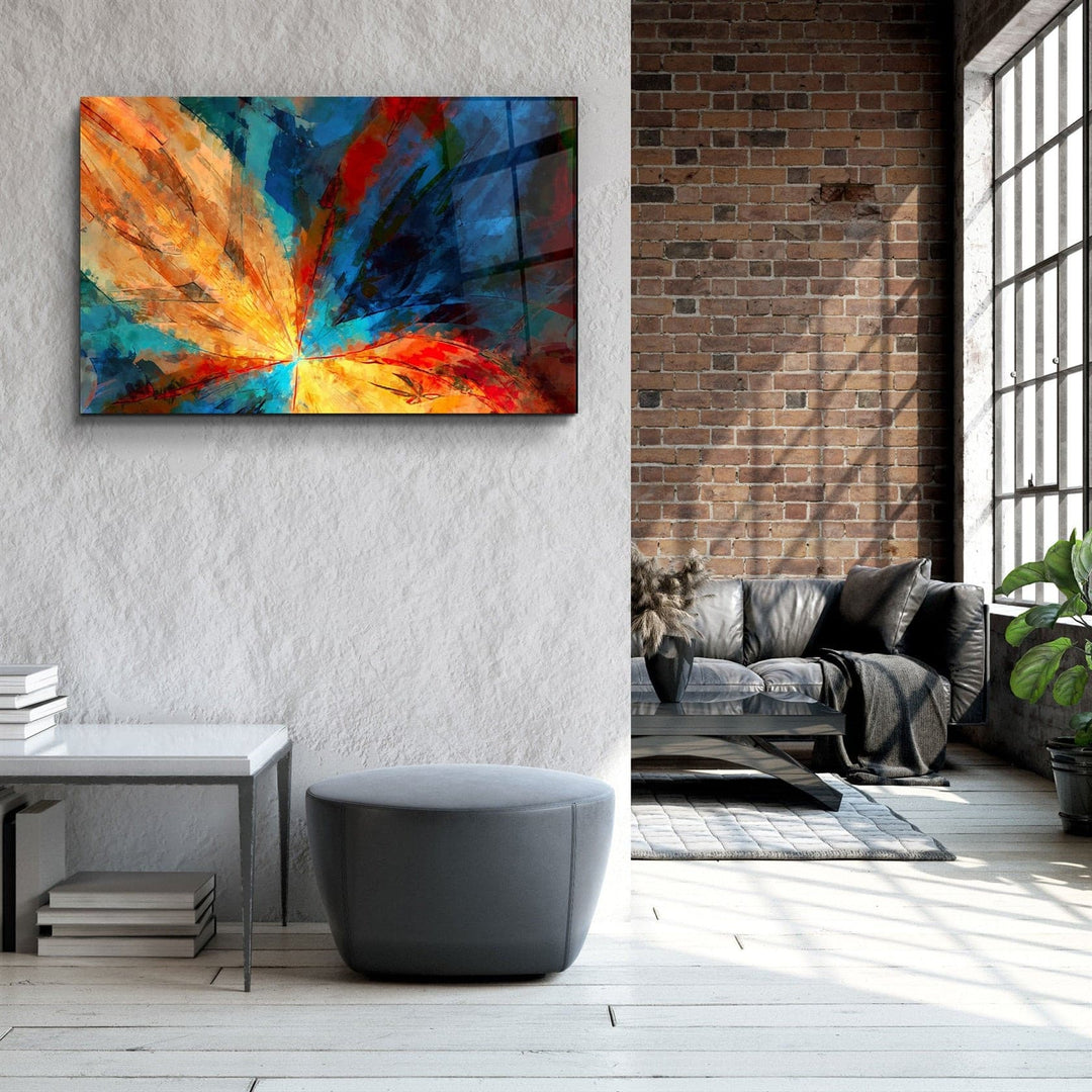 ・"Abstract Colorful Leaves"・Glass Wall Art | Artdesigna Glass Printing Wall Arts.