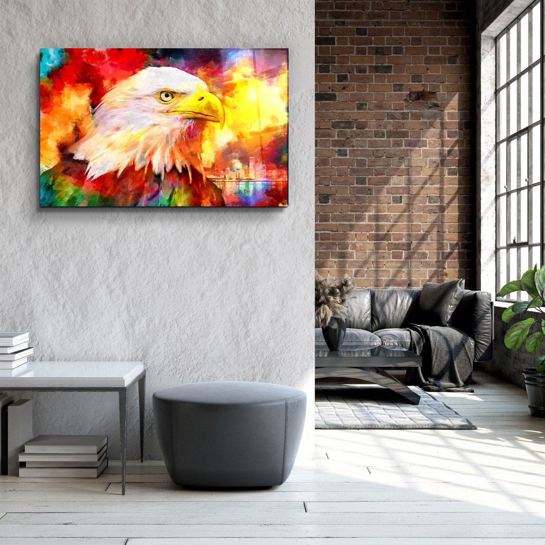 ・"Abstract Colorful Eagle"・Glass Wall Art | Artdesigna Glass Printing Wall Arts.