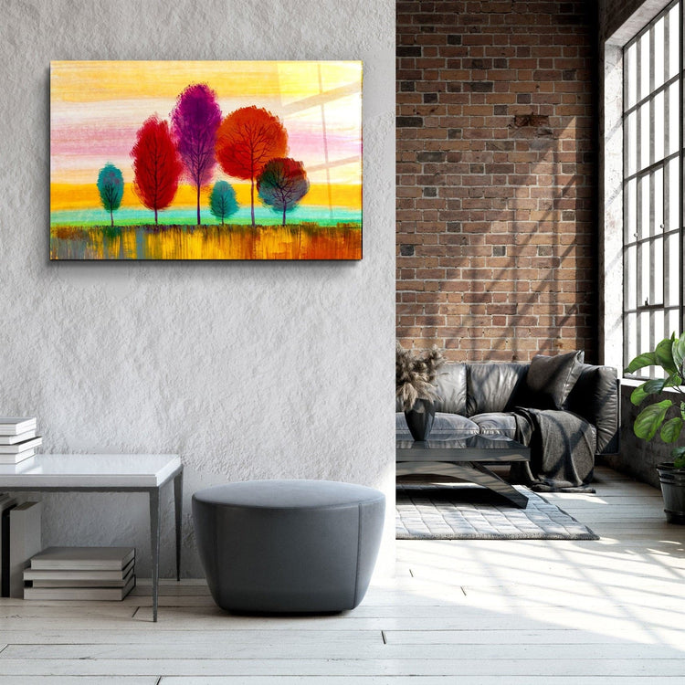 ・"Abstract Colorful Trees"・Glass Wall Art | Artdesigna Glass Printing Wall Arts.