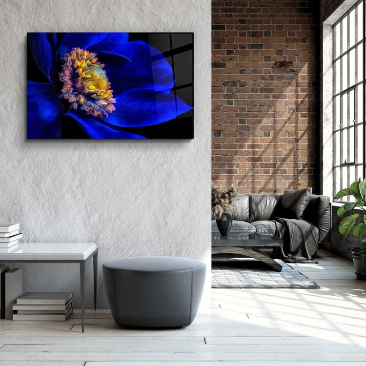 ・"Blue Flower2"・Glass Wall Art | Artdesigna Glass Printing Wall Arts.