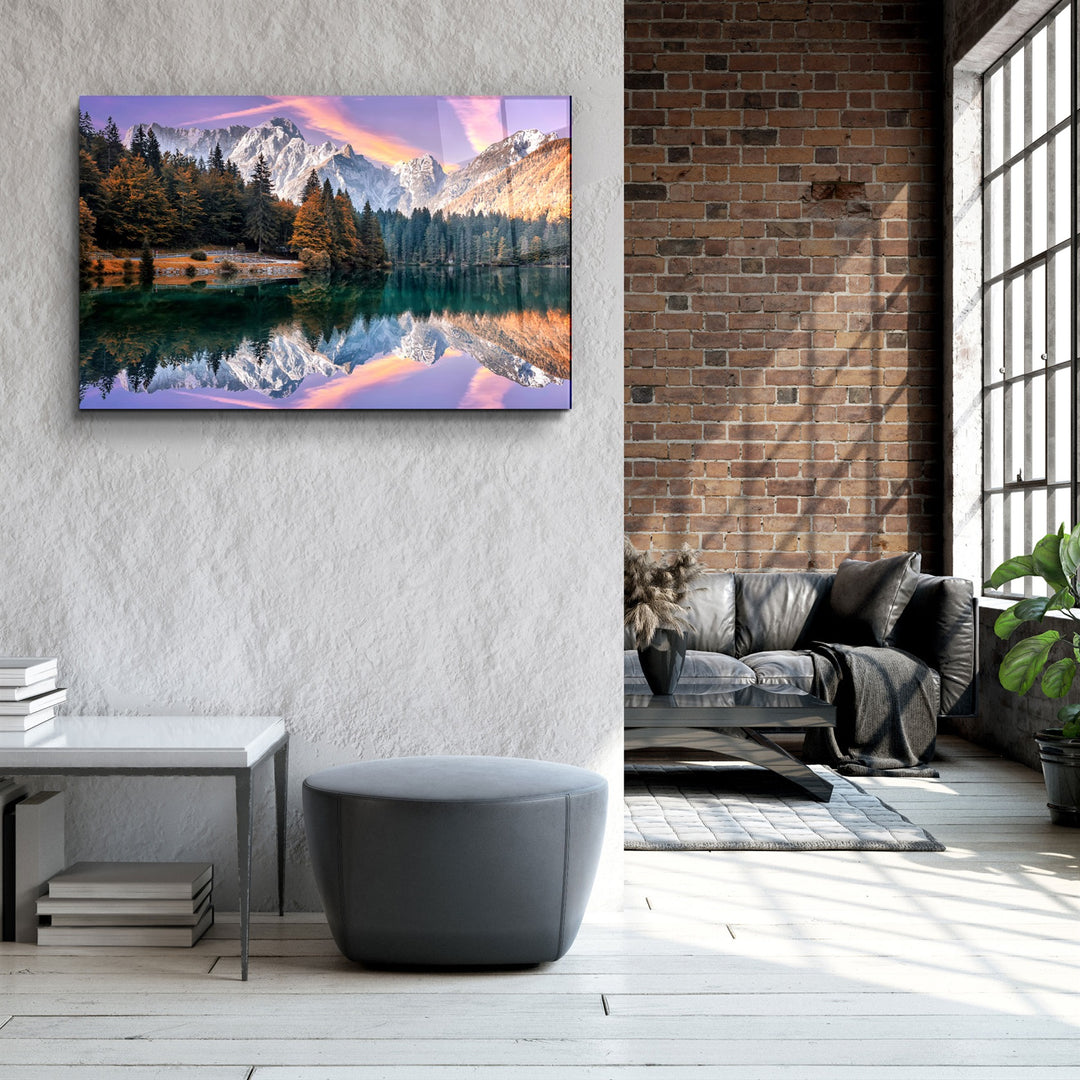 ・"Lake and Mountain Landscape 2"・Glass Wall Art | Artdesigna Glass Printing Wall Arts.