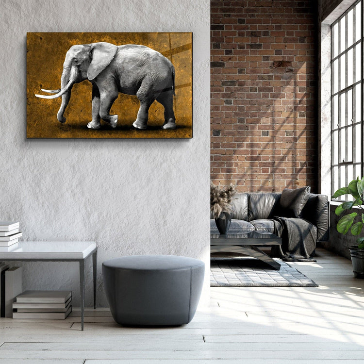 ・"Elephant Brown"・Glass Wall Art | Artdesigna Glass Printing Wall Arts.