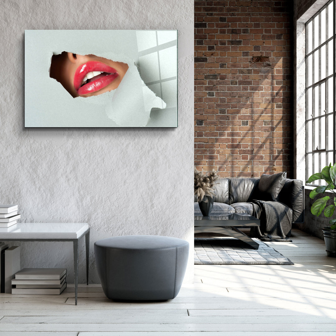 ・"Red Lips"・Designer's Collection Glass Wall Art