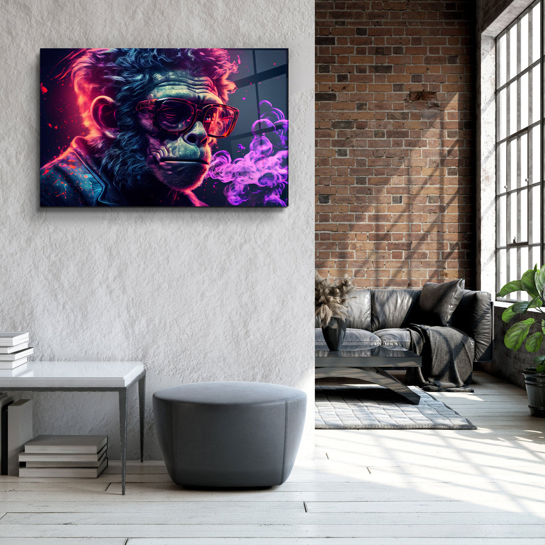 ・"Mr. Monkey - Cyberpunk"・Designer's Collection Glass Wall Art