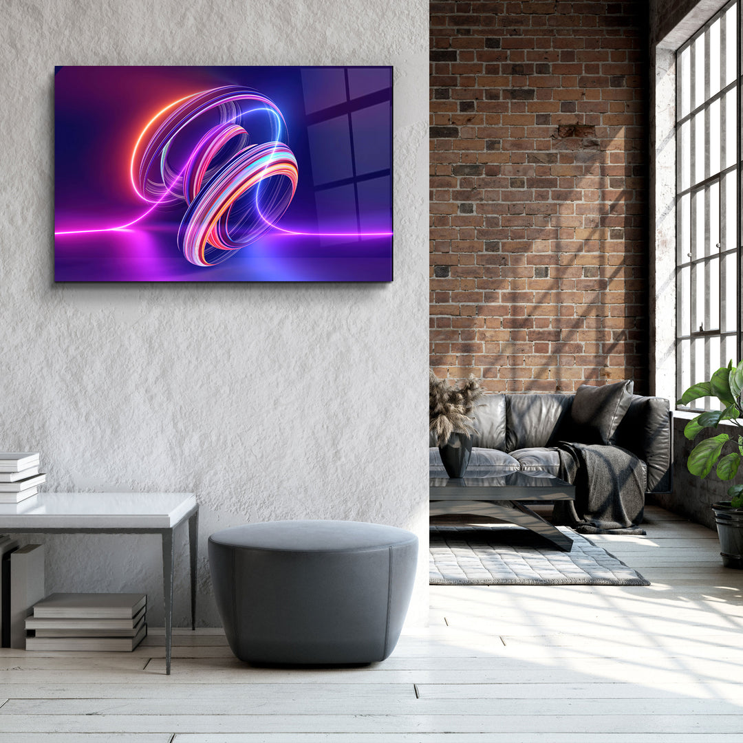 ・"Neon Lines"・Glass Wall Art