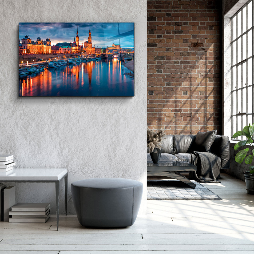 ・"Elbe river in Dresden, Saxony, Germany, Europe"・Glass Wall Art