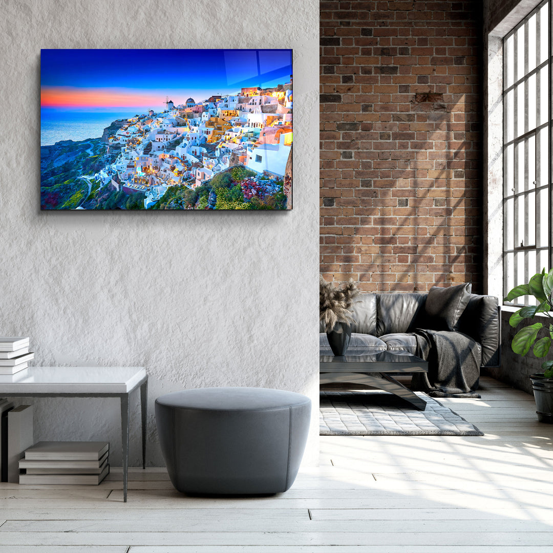 ・"Church of Santorini. Fira town on Santorini island, Greece"・Glass Wall Art