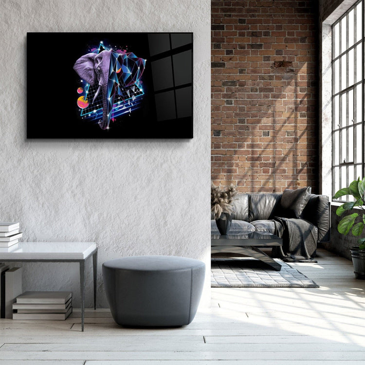 ・"Elephant Neo"・Glass Wall Art | Artdesigna Glass Printing Wall Arts.