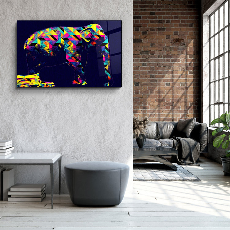 ・"Colormix Elephant"・Glass Wall Art | Artdesigna Glass Printing Wall Arts.