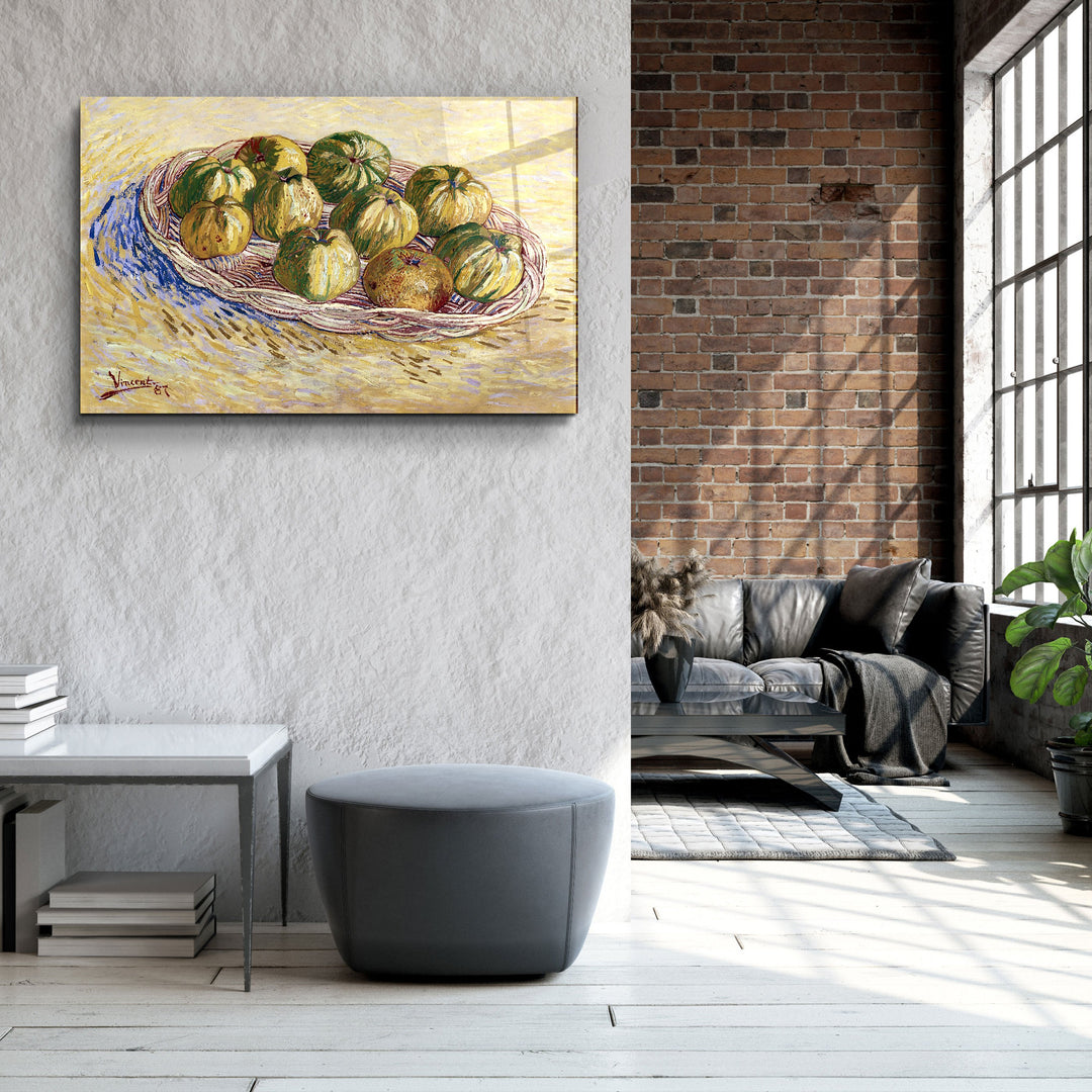 ・"Vincent van Gogh's Still Life, Basket of Apples (1887)"・Glass Wall Art | Artdesigna Glass Printing Wall Arts.