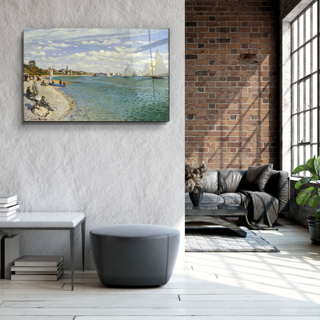 ・"Regatta at Sainte-Adresse (1867) by Claude Monet"・Glass Wall Art | Artdesigna Glass Printing Wall Arts.