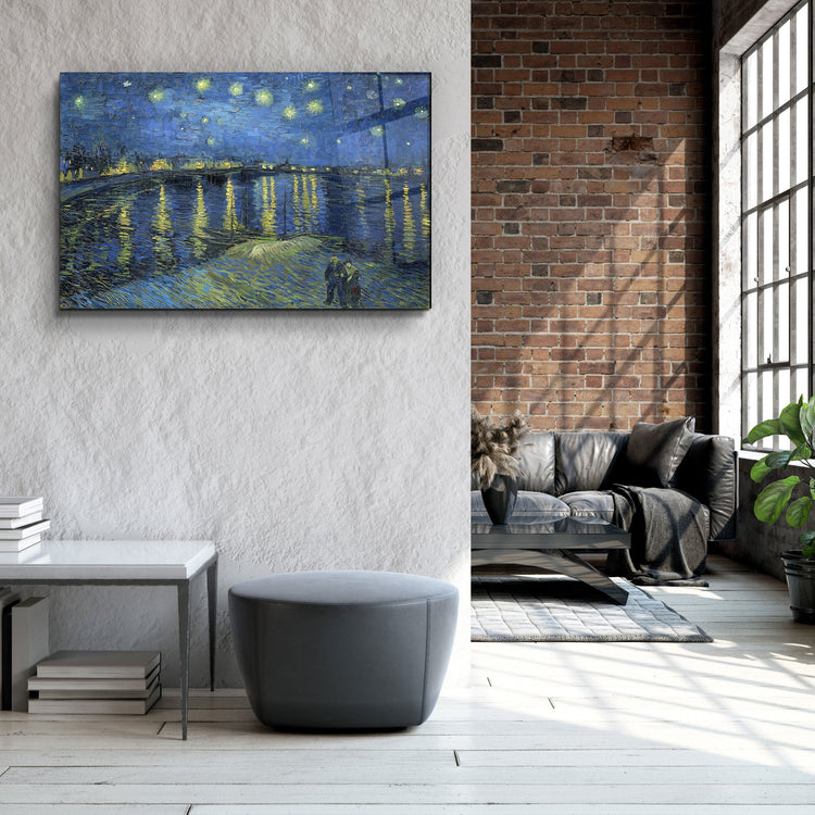 ・"Vincent van Gogh's Stary Night Over the Rhone (1888)"・Glass Wall Art | Artdesigna Glass Printing Wall Arts.