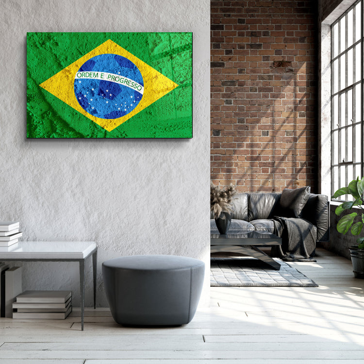 ・"Flag Of Brazil"・Glass Wall Art | Artdesigna Glass Printing Wall Arts.