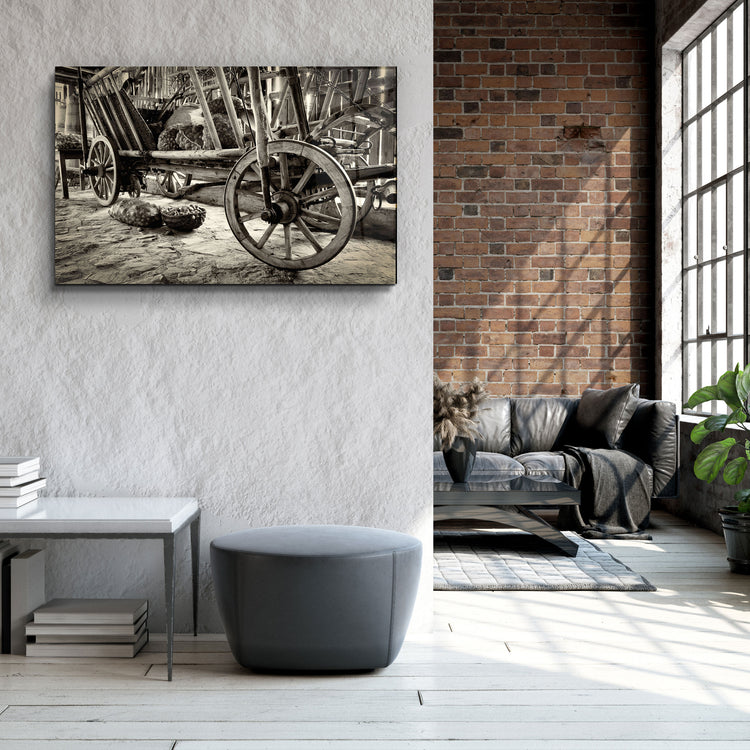 ・"Old Wheel Cart"・Glass Wall Art | Artdesigna Glass Printing Wall Arts.