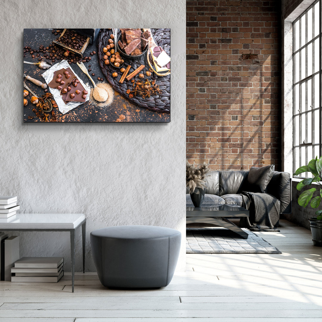 ・"Coffee Beans And Chocolates"・Glass Wall Art | Artdesigna Glass Printing Wall Arts.