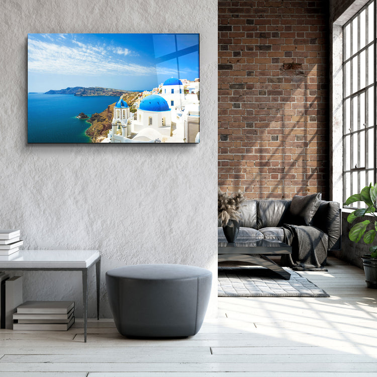 ・"Thera From Santorini"・Glass Wall Art | Artdesigna Glass Printing Wall Arts.