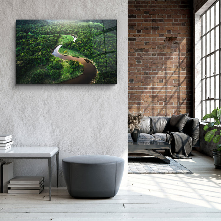 ・"Meandering River"・Glass Wall Art | Artdesigna Glass Printing Wall Arts.