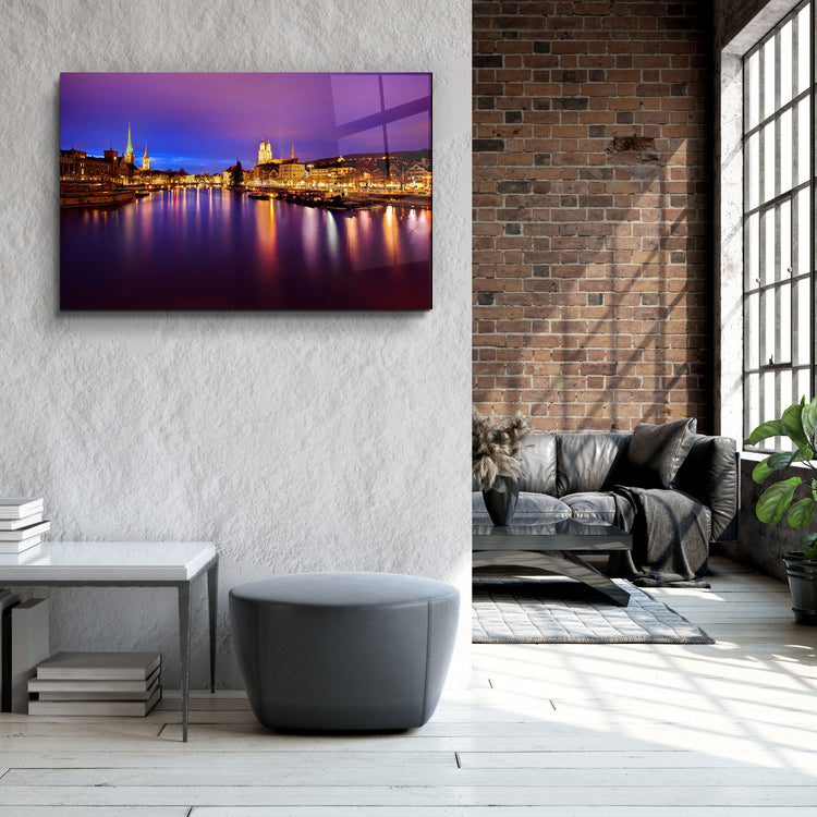 ・"Zurich Night"・Glass Wall Art | Artdesigna Glass Printing Wall Arts.