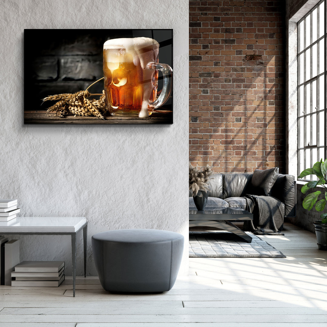 ・"Bubbling Beer"・Glass Wall Art | Artdesigna Glass Printing Wall Arts.