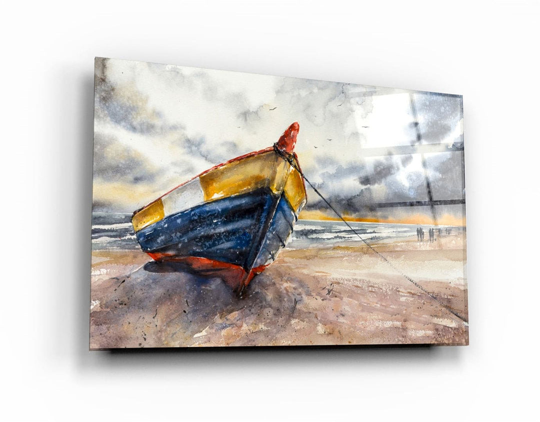 ・"Boat On the Beach"・Glass Wall Art | Artdesigna Glass Printing Wall Arts.