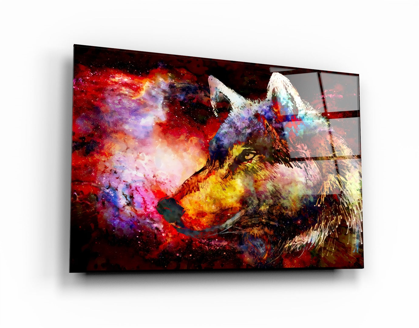 ・"Abstract Colorful Wolf"・Glass Wall Art | Artdesigna Glass Printing Wall Arts.