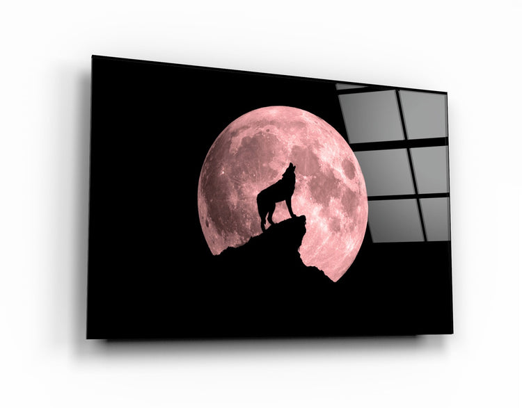 ・"Wolf and Moon"・Glass Wall Art | Artdesigna Glass Printing Wall Arts.