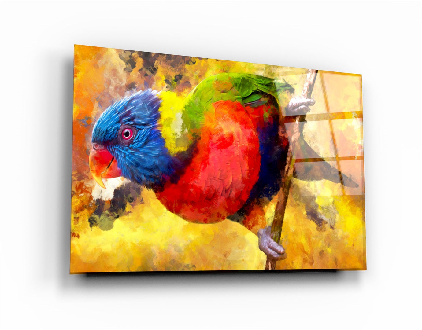 ・"Abstract Colorful Parrot"・Glass Wall Art | Artdesigna Glass Printing Wall Arts.