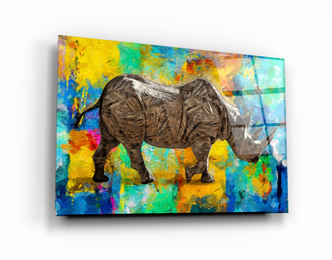 ・"Abstract Rhino V2"・Glass Wall Art | Artdesigna Glass Printing Wall Arts.