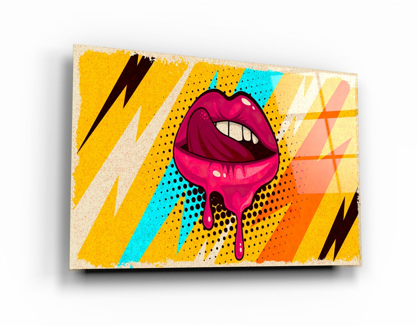 ・"Abstract Pink Lips"・Glass Wall Art | Artdesigna Glass Printing Wall Arts.