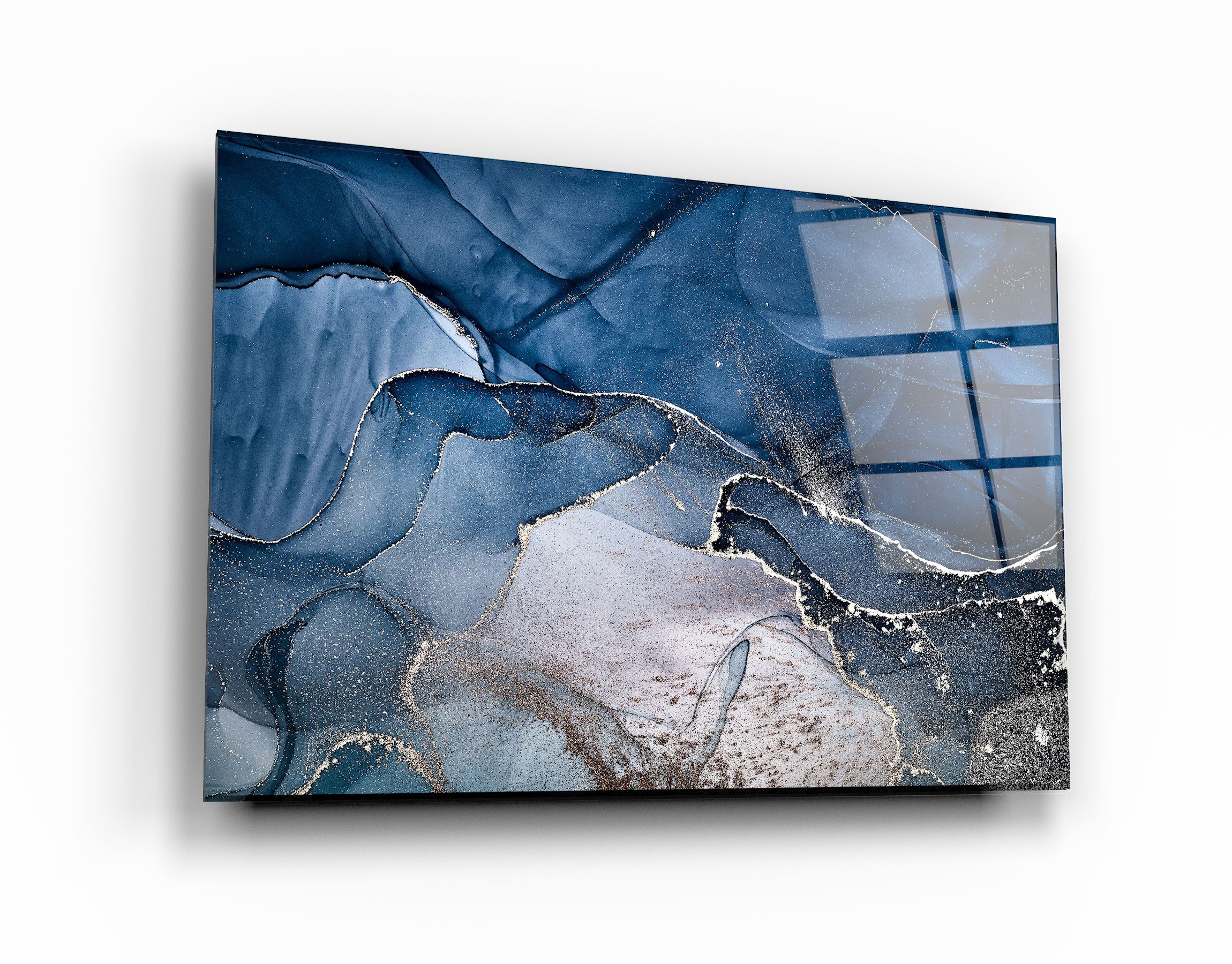 ・"Dark Blue Wave Pattern V3"・Glass Wall Art | Artdesigna Glass Printing Wall Arts.