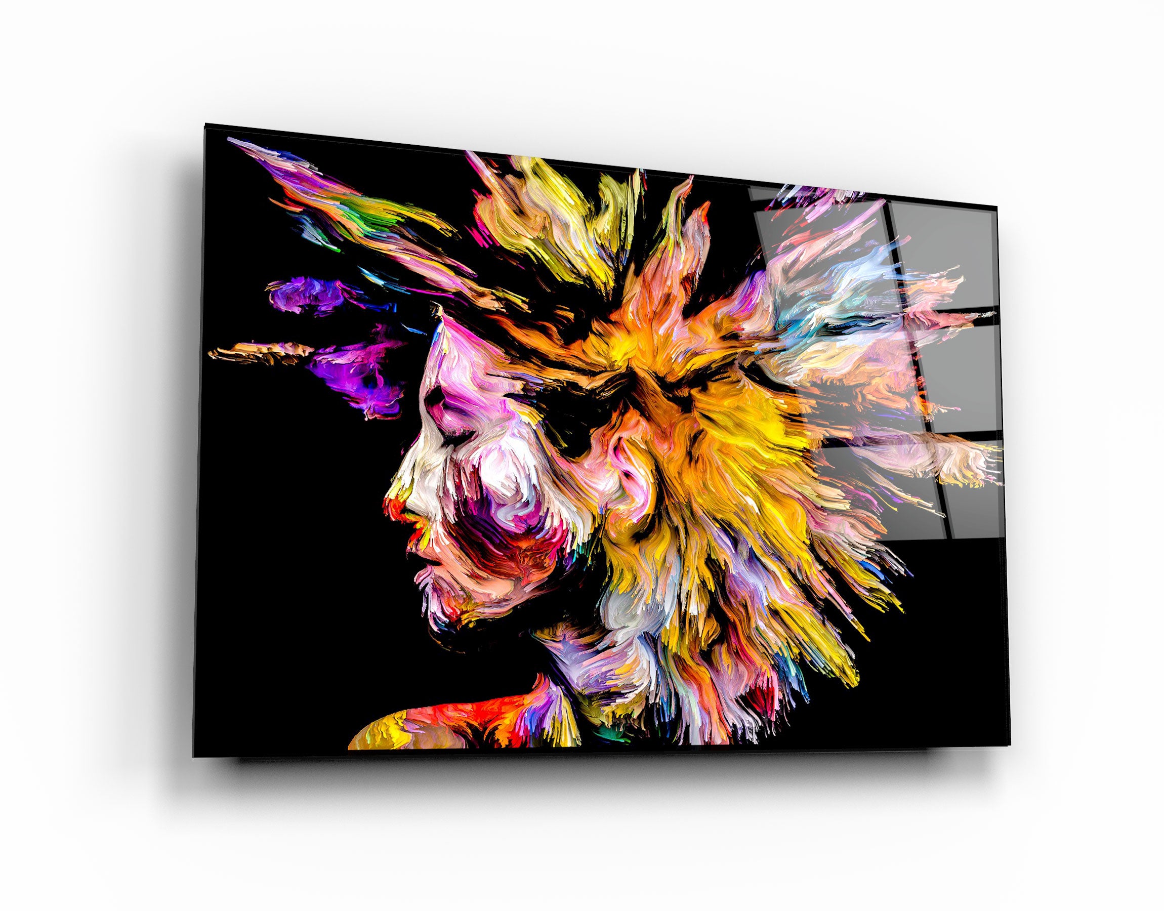 ・"Abstract Colorful Woman Portrait V1"・Glass Wall Art | Artdesigna Glass Printing Wall Arts.