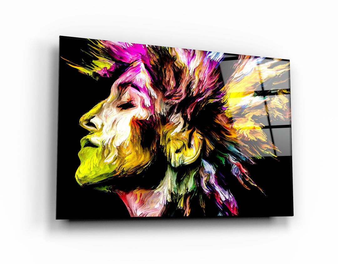 ・"Abstract Colorful Woman Portrait V2"・Glass Wall Art | Artdesigna Glass Printing Wall Arts.