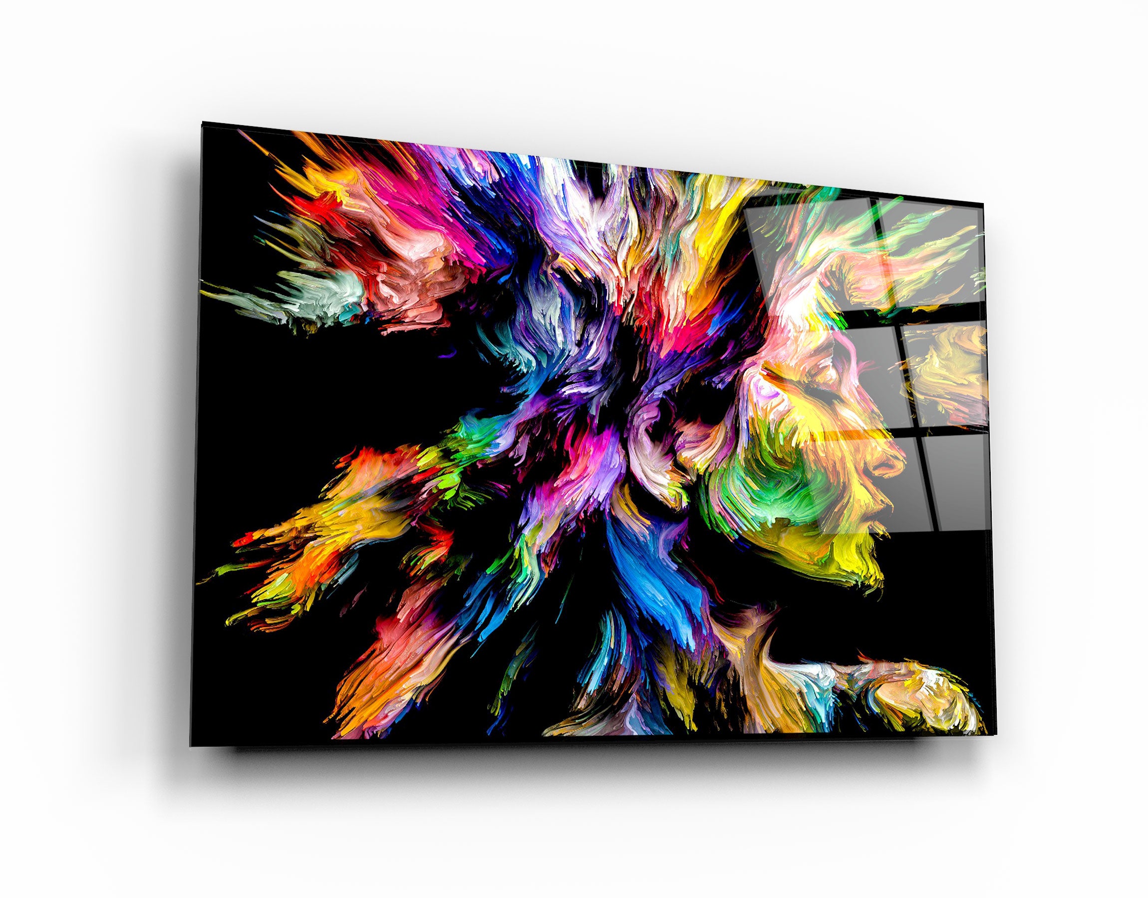 ・"Abstract Colorful Woman Portrait V2"・Glass Wall Art | Artdesigna Glass Printing Wall Arts.