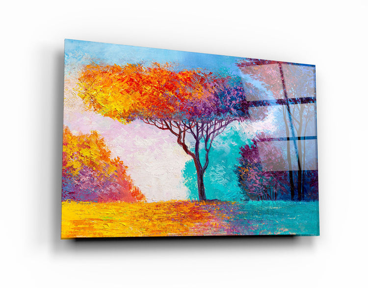 ・"Abstract Colorful Trees"・Glass Wall Art | Artdesigna Glass Printing Wall Arts.