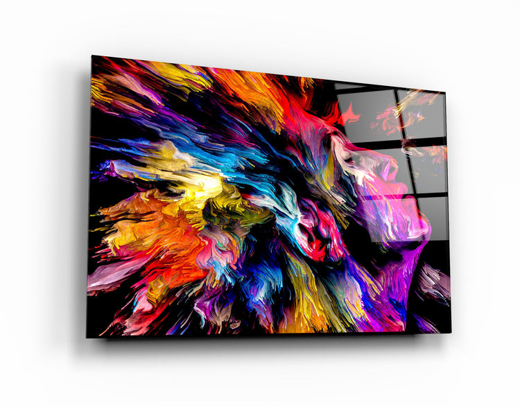 ・"Abstract Colorful Woman Portrait V3"・Glass Wall Art | Artdesigna Glass Printing Wall Arts.