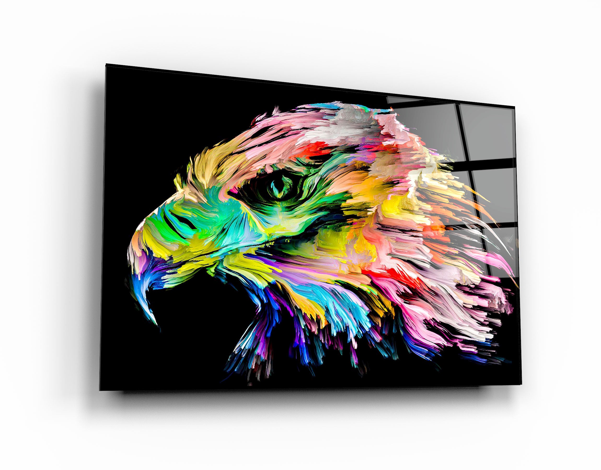 ・"Abstract Colorful Eagle"・Glass Wall Art | Artdesigna Glass Printing Wall Arts.