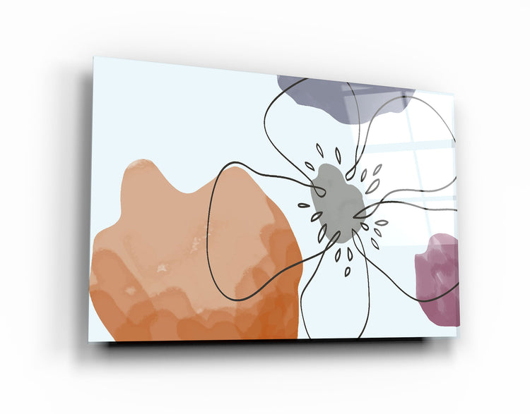 ・"Abstract Shapes and Flower"・Glass Wall Art | Artdesigna Glass Printing Wall Arts.