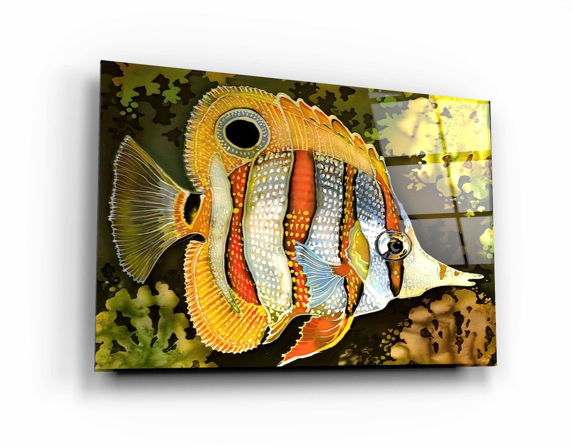 ・"Batik Fish"・Glass Wall Art | Artdesigna Glass Printing Wall Arts.