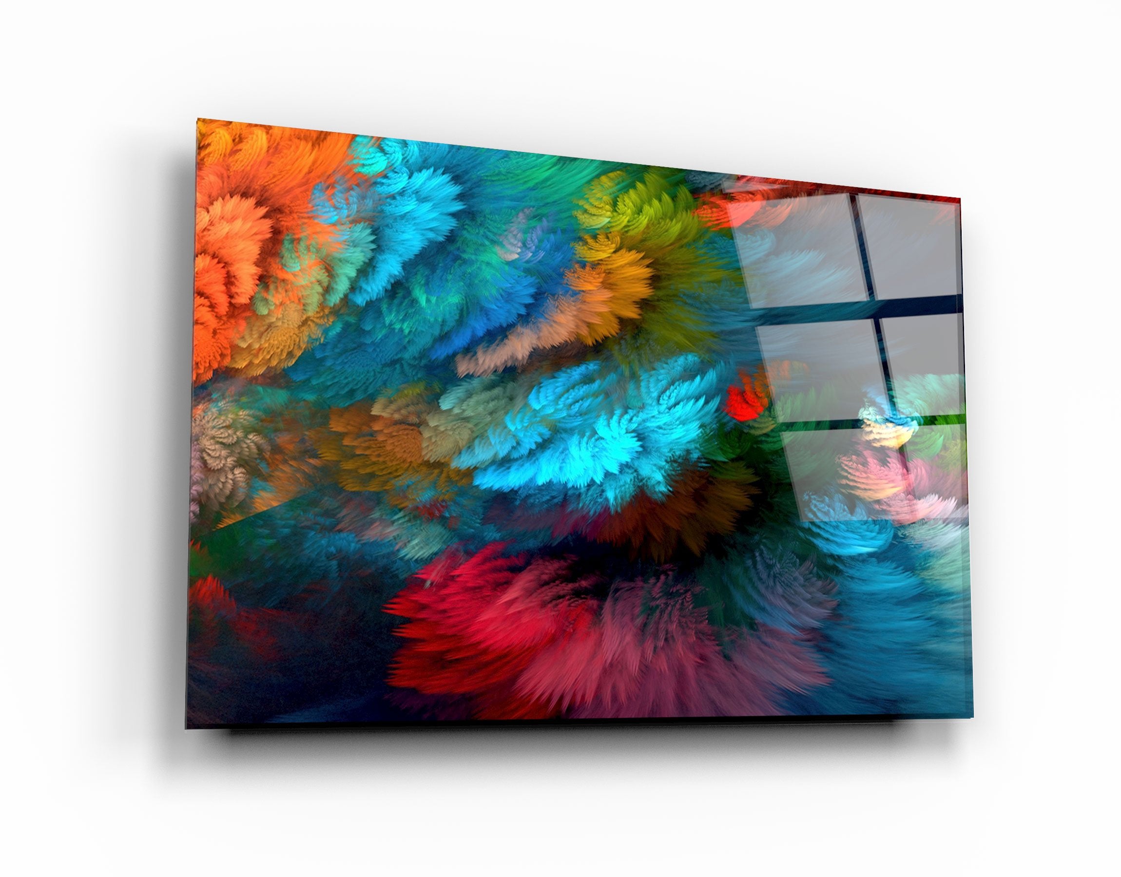 ・"Colorful Plumes"・Glass Wall Art | Artdesigna Glass Printing Wall Arts.