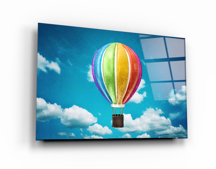 ・"Rainbow Air Balloon"・Glass Wall Art | Artdesigna Glass Printing Wall Arts.