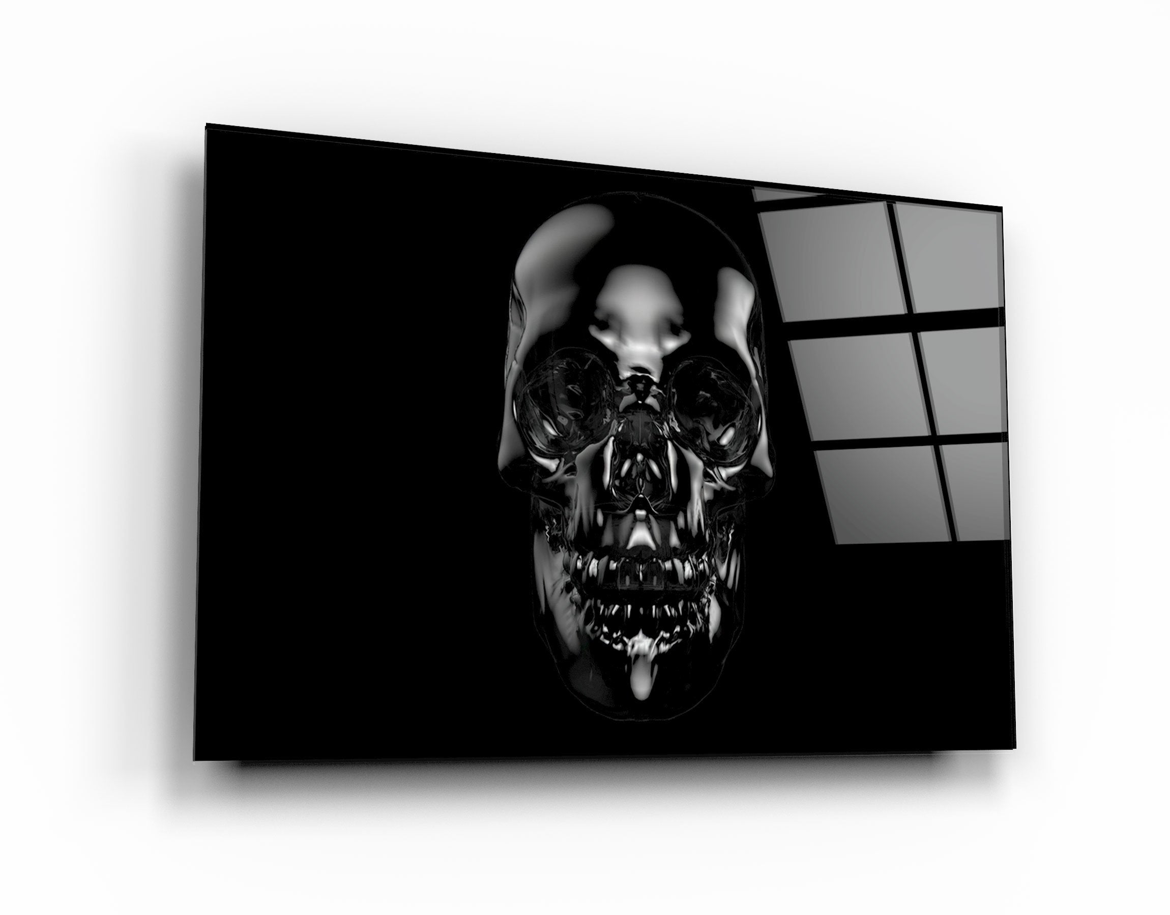 ・"The Black Skull"・Glass Wall Art | Artdesigna Glass Printing Wall Arts.